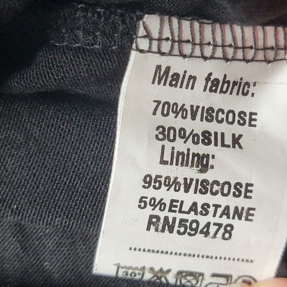 Le Ragazze Silk Black Small Floral Print Tiered Hem Ruffle Sleeve Maxi Dress Med - Picture 10 of 11